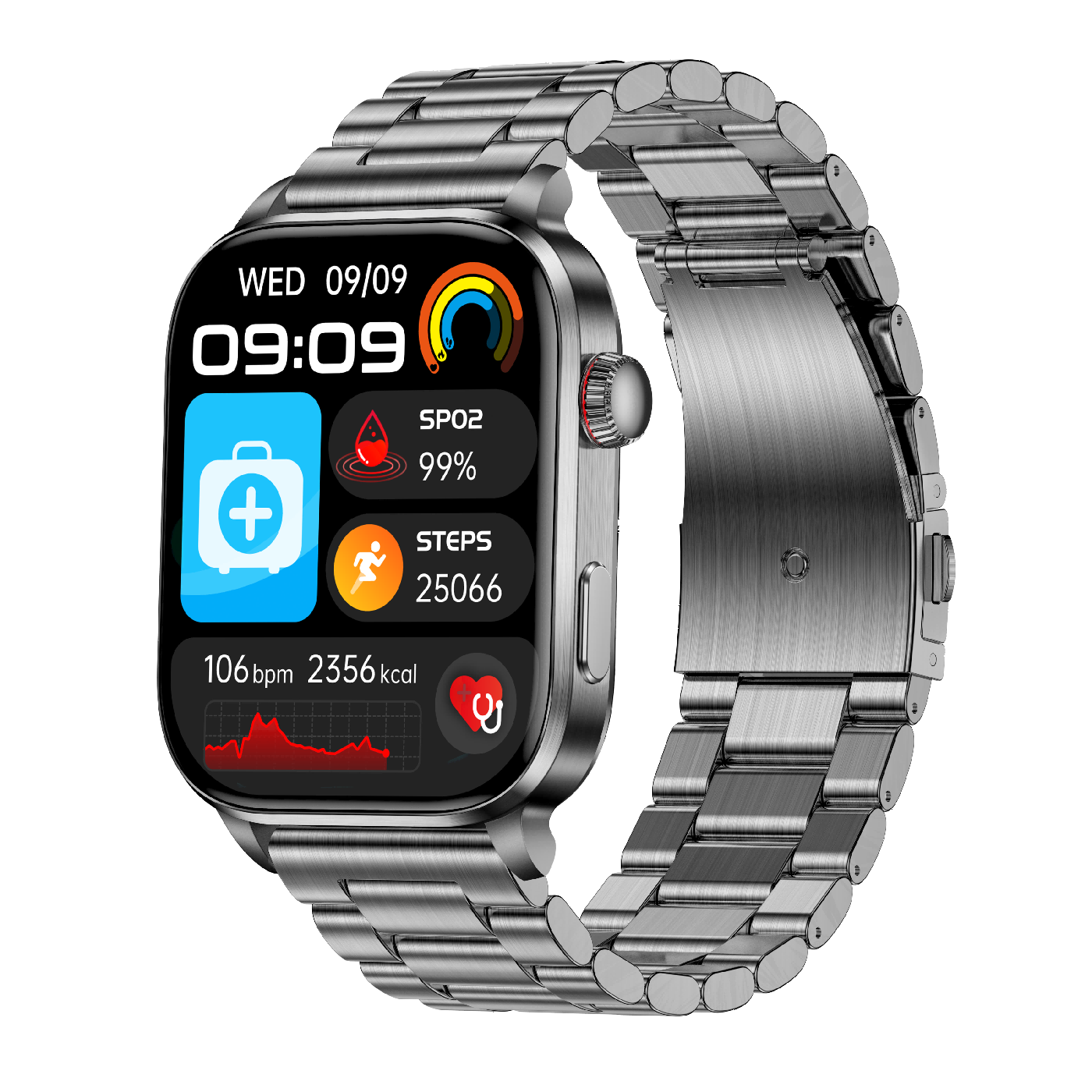 Laser Therapy Smart Watch, 2.0" TFT Screen Bluetooth Calling, Non-Invasive Glucose Uric Acid Lipid Monitor, HRV AI Diagnosis Blood Pressure Oxygen Temp, SOS Alipay Fitness Tracker