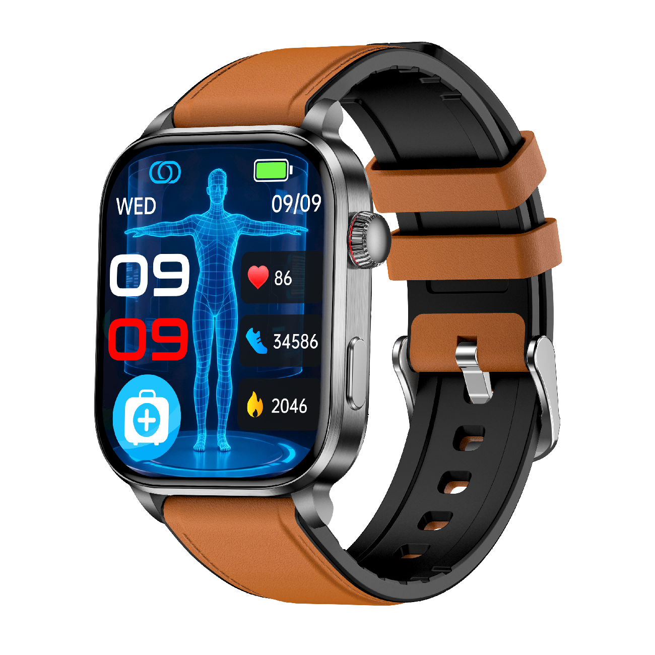 Laser Therapy Smart Watch, 2.0" TFT Screen Bluetooth Calling, Non-Invasive Glucose Uric Acid Lipid Monitor, HRV AI Diagnosis Blood Pressure Oxygen Temp, SOS Alipay Fitness Tracker