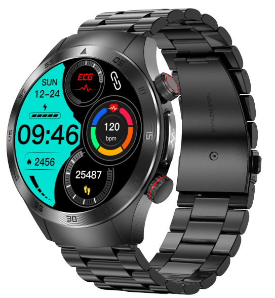 E800 Laser Therapy ECG Smart Health Watch,1.43" AMOLED Touch Screen,Bluetooth Calling Watch with Dual-Probe 650nm Laser,ECG,Blood Glucose Uric Acid Lipid Temp Monitor,SOS Emergency & Remote Family Care for Men Women