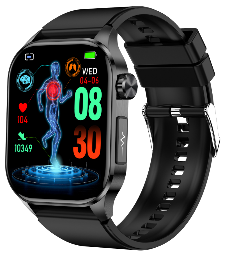 ET580 AMOLED ECG Smart Health Watch,2.04" HD Touch Screen,Bluetooth Calling Watch with AI ECG Diagnosis, Non-invasive Blood Glucose, Uric Acid Lipid BMI Monitor, SOS Emergency & HRV for Men Women